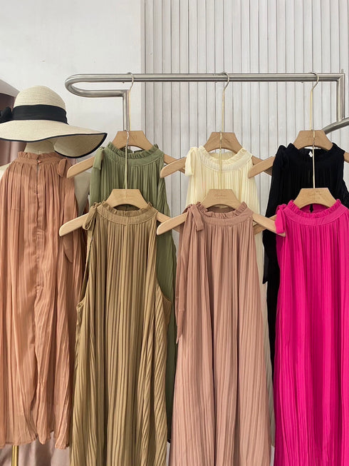 Women Pleated Mid Length Dresses